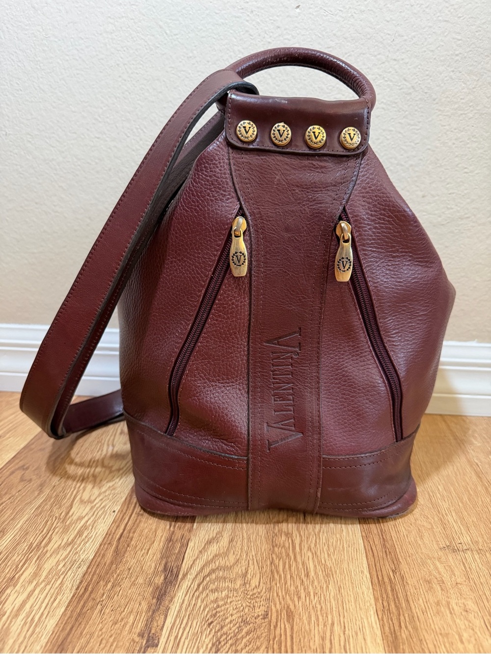 Valentina Italy Leather Convertible Sling Backpack